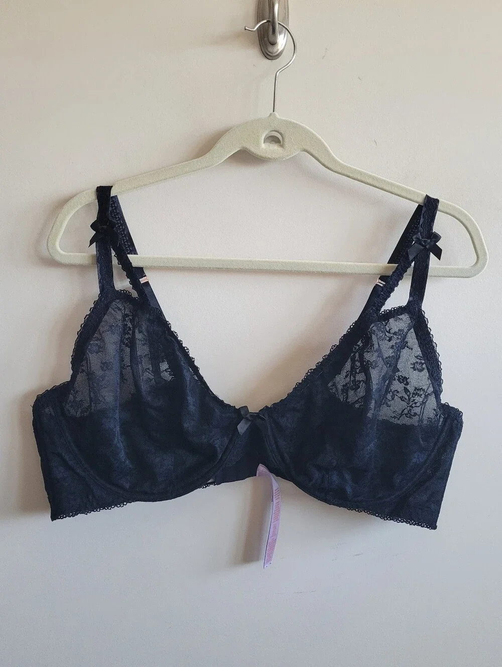 Savage‎ X Fenty Lace After Dark Unlined Plunge Bra Black Caviar